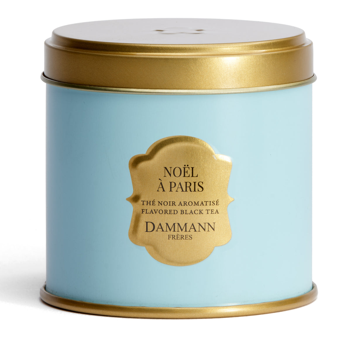 Noël à Paris by Dammann Frères, sky blue and gold tin