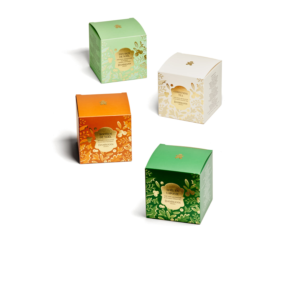 Dammann Frères Christmas collection of four boxes of 25 Cristal tea bags