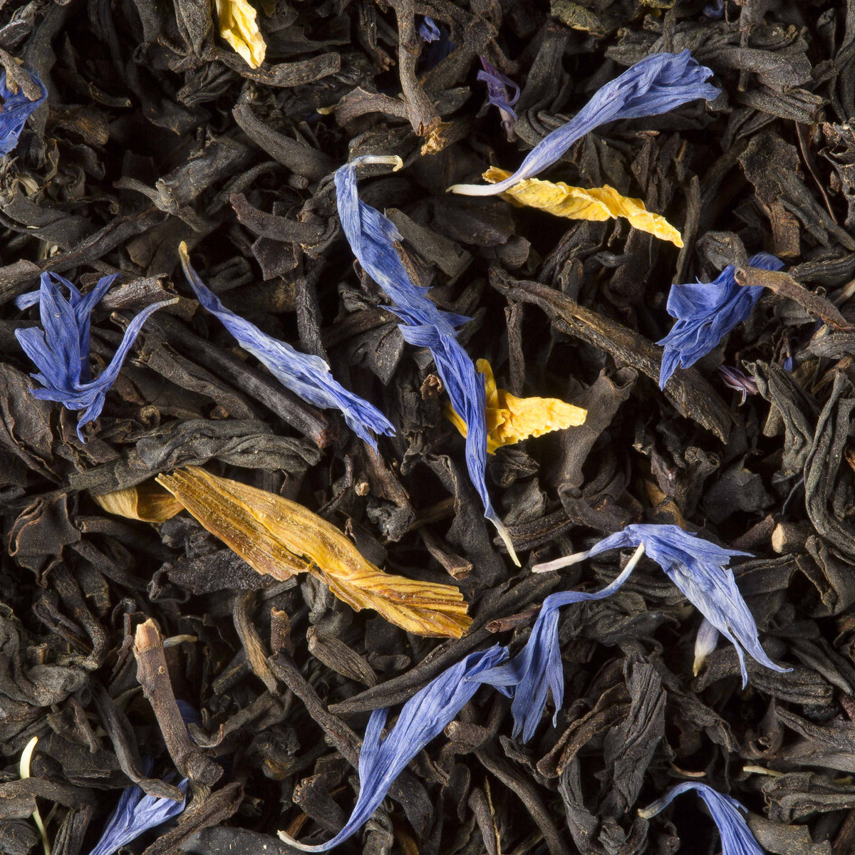 Close-up of Jardin Bleu loose-leaf tea by Dammann Frères