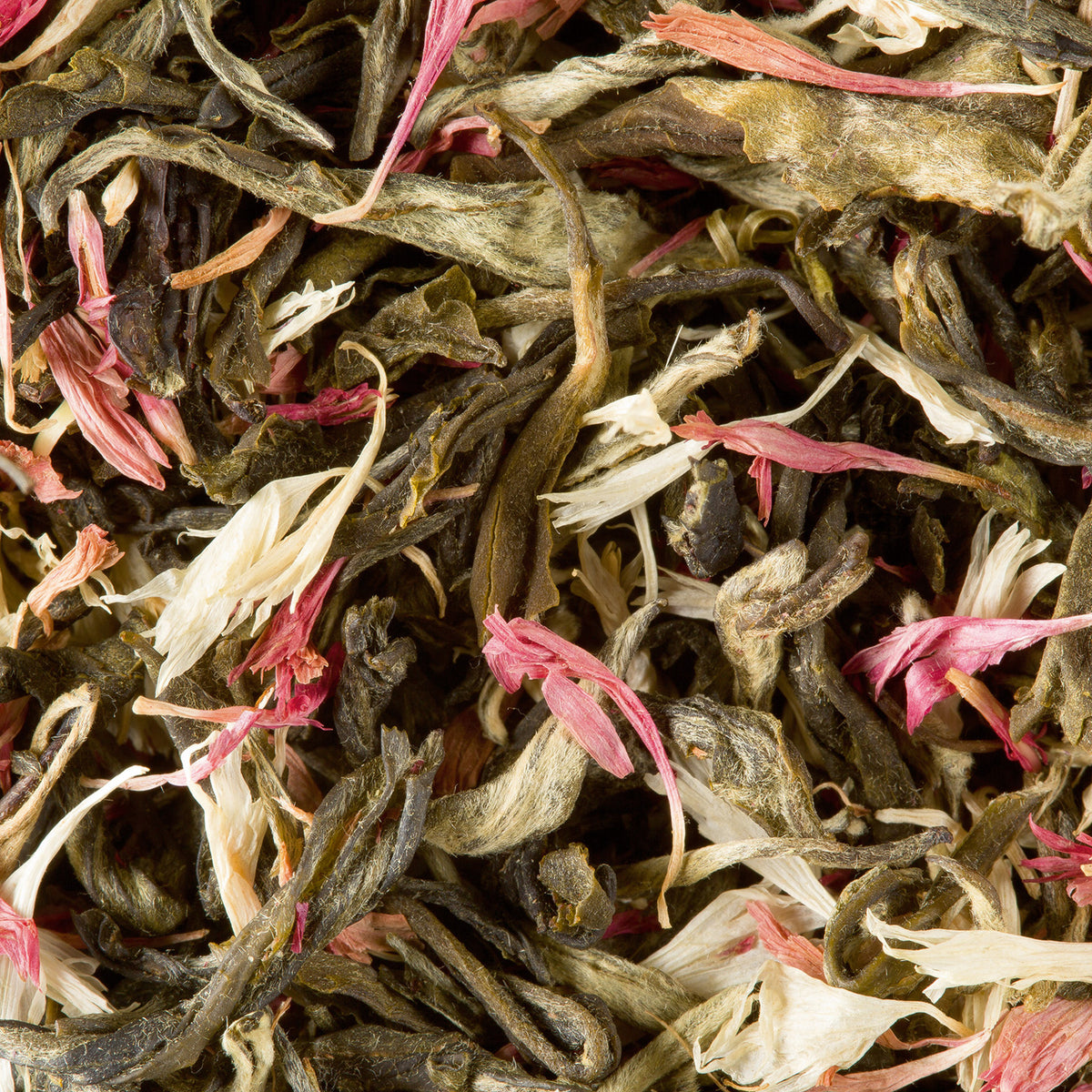Gros plan sur le thé en vrac Christmas Thé Blanc de Dammann Frères