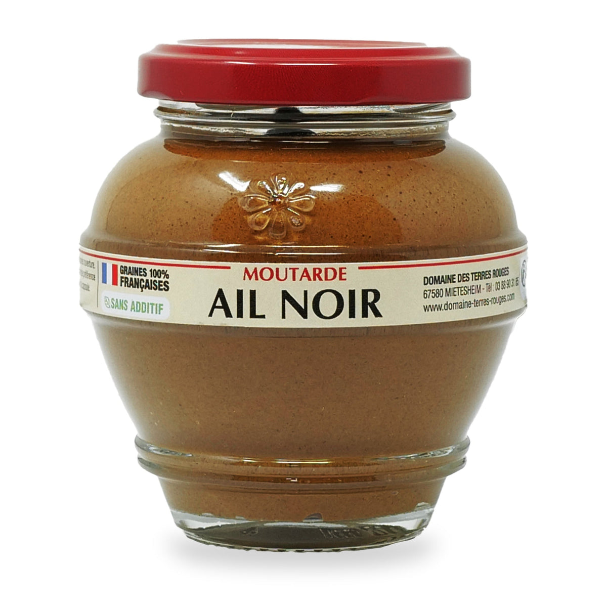 Black Garlic Mustard by Domaine des Terres Rouges, 200 g glass jar