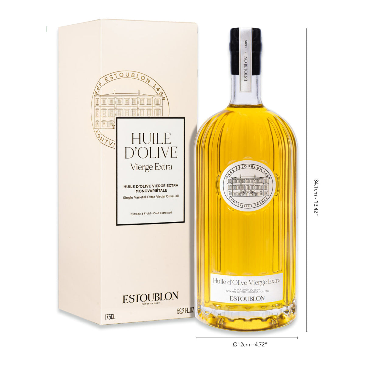 Huile d’olive Koroneiki Estoublon, 1,75 L, dimensions
