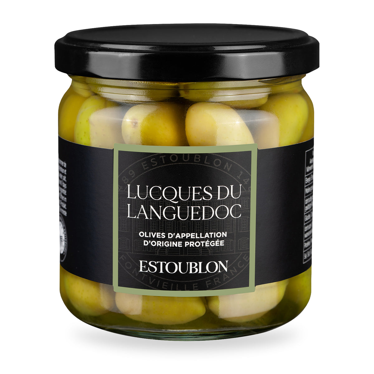 Lucques Olives by Estoublon, 380 g glass jar