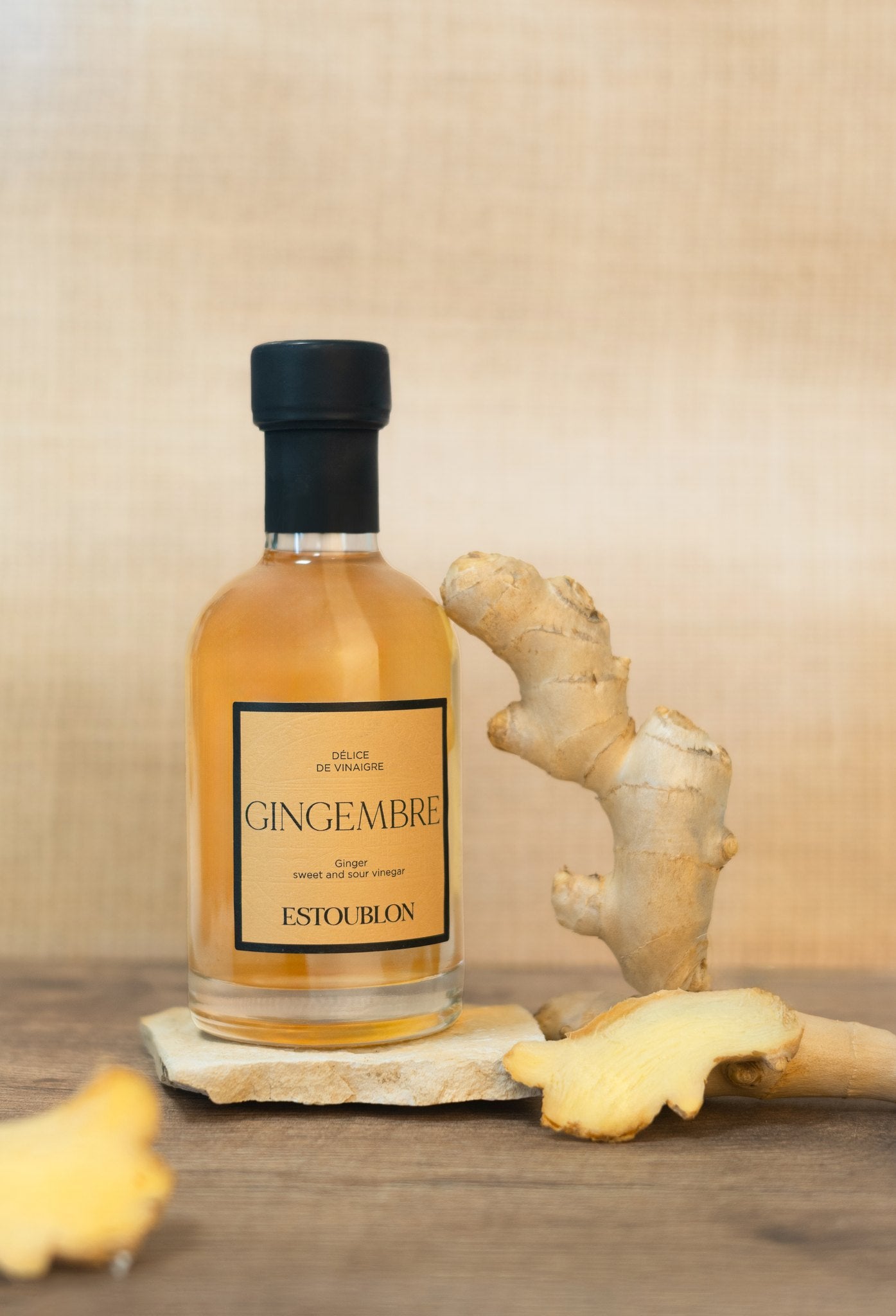 Château d'Estoublon ginger vinegar with fresh ginger root