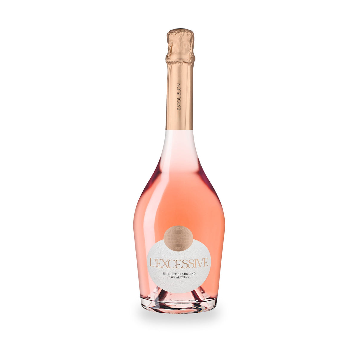 L’Excessive Rosé Alcohol Free by Estoublon in its glass bottle