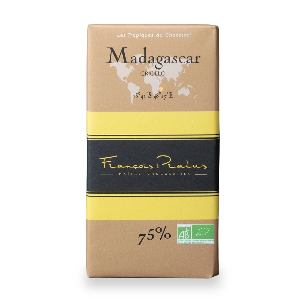 Madagascar 75% Dark Chocolate Bar by François Pralus, 100 g