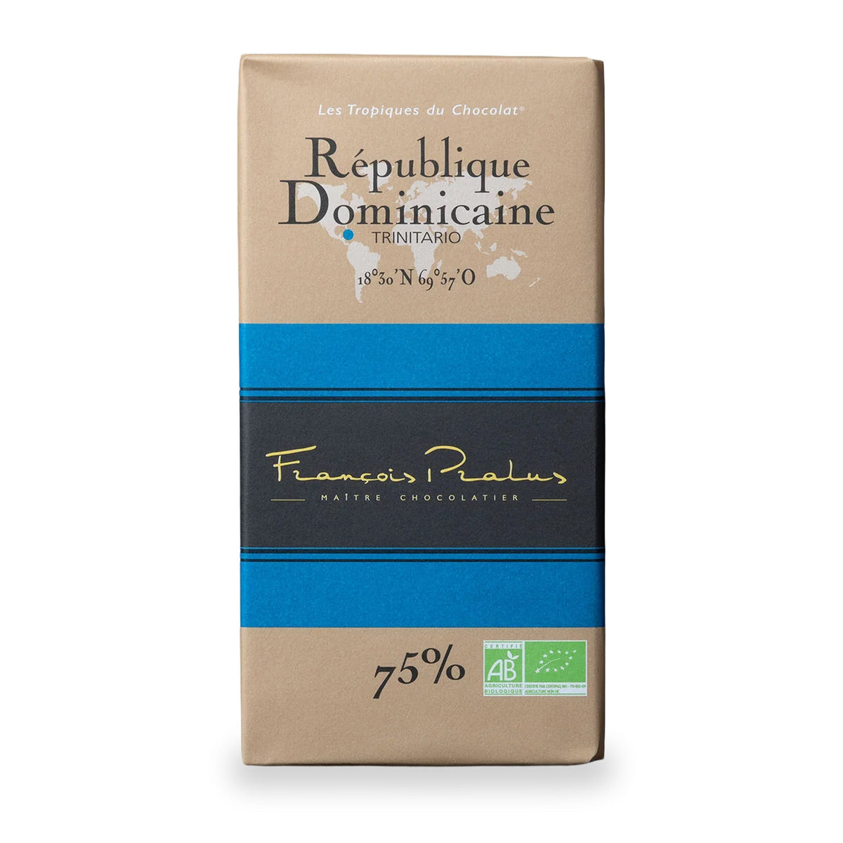 Dominican Republic 75% Chocolate Bar by François Pralus, 100 g
