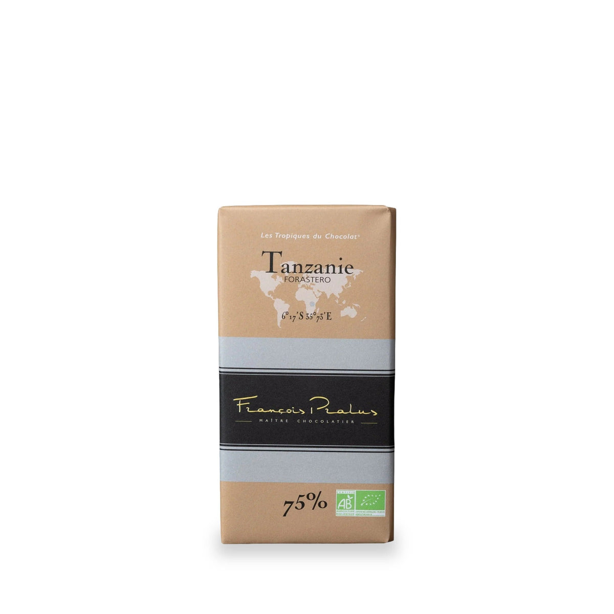 Tanzania 75% Dark Chocolate Bar by François Pralus, 100 g