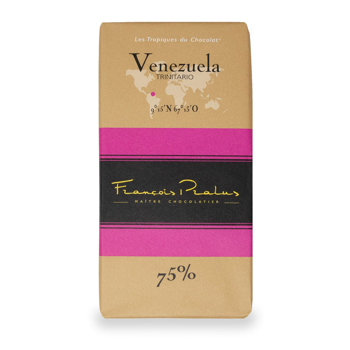 Venezuela 75% Dark Chocolate Bar by François Pralus, 100 g