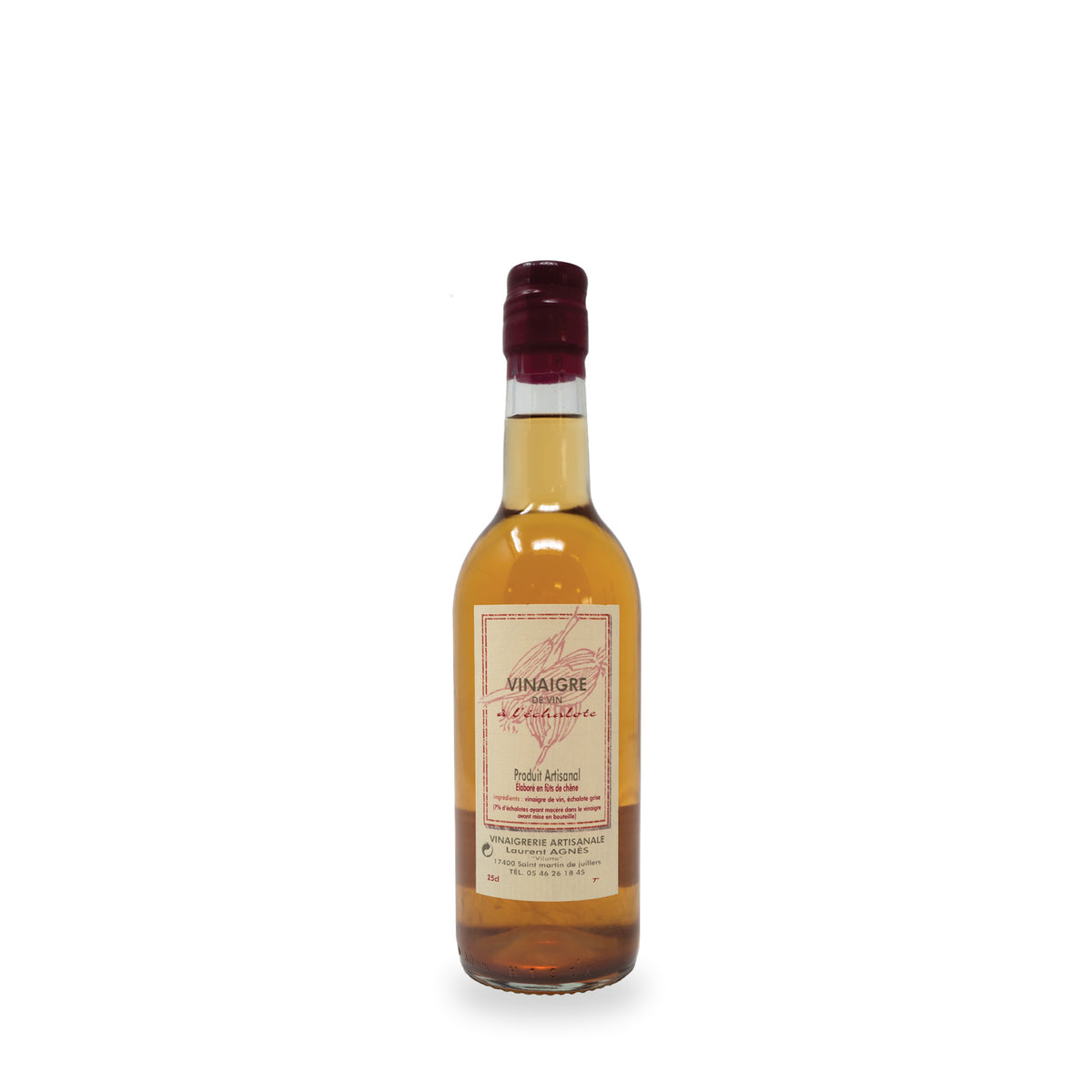 Vinaigre à l’échalote de Laurent Agnès, bouteille en verre de 250 ml