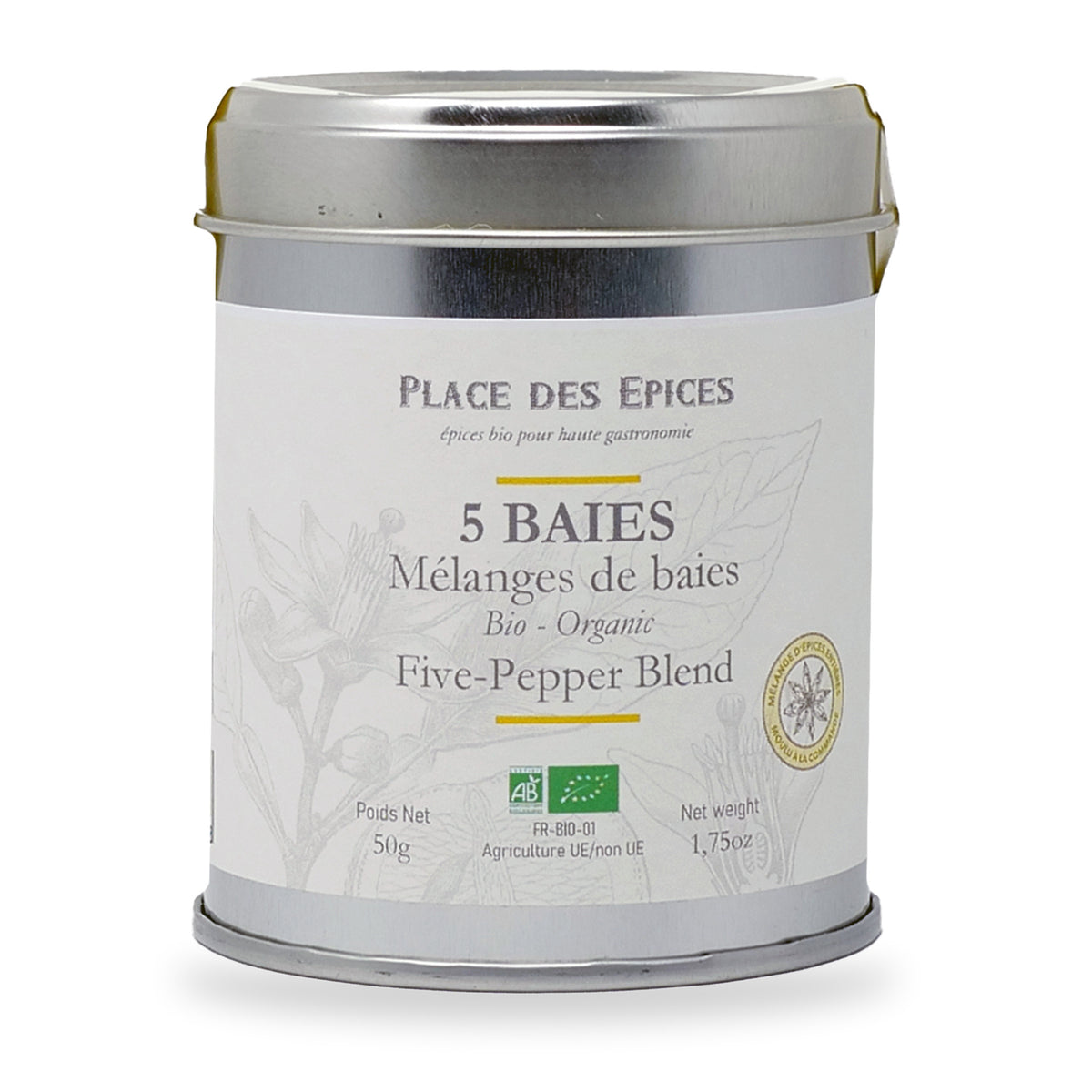 Five Pepper Blend by Place des Épices, 50 g tin