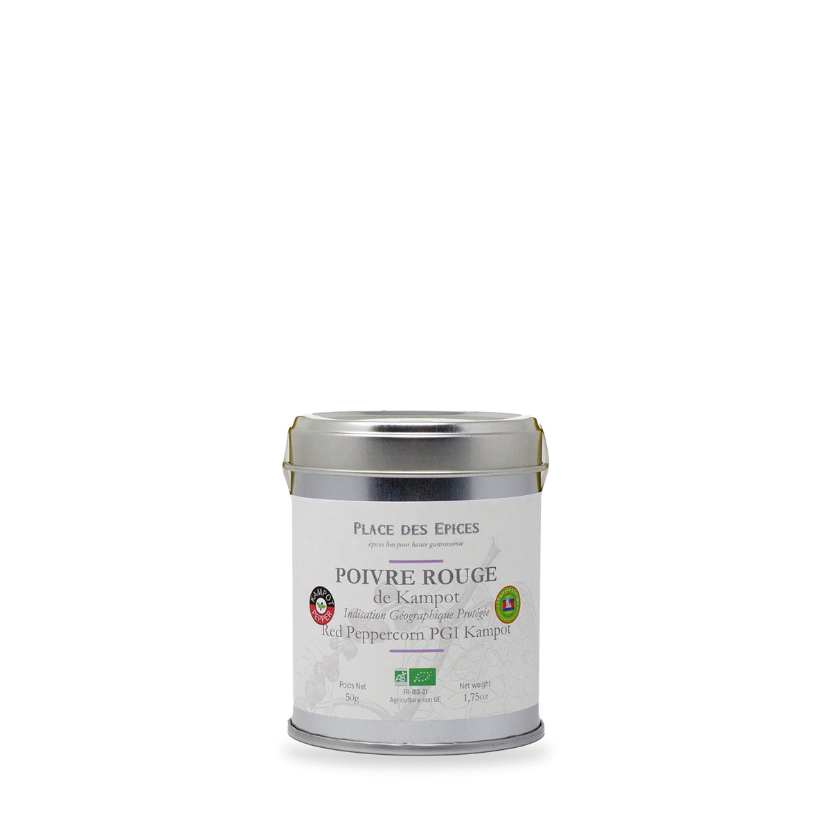 Red Peppercorn PGI Kampot by Place des Épices, 50 g tin