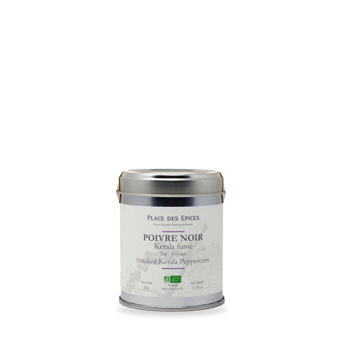 Black Peppercorn Smoked Kerala by Place des Épices, 50 g tin