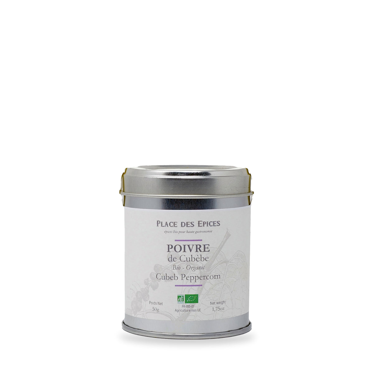 Poivre cubèbe Place des Épices, boîte métal de 50 g