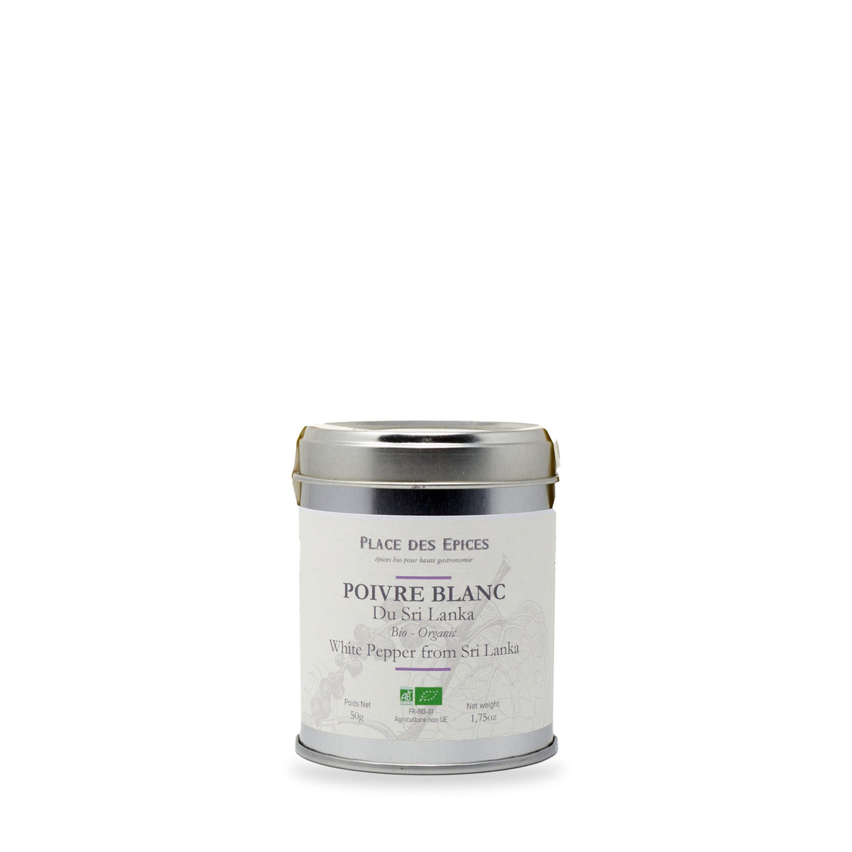 White Peppercorn Sri Lanka by Place des Épices, 50 g tin