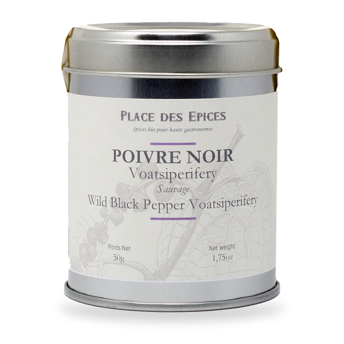 Poivre noir Voatsiperifery Place des Épices, boîte métal de 50 g