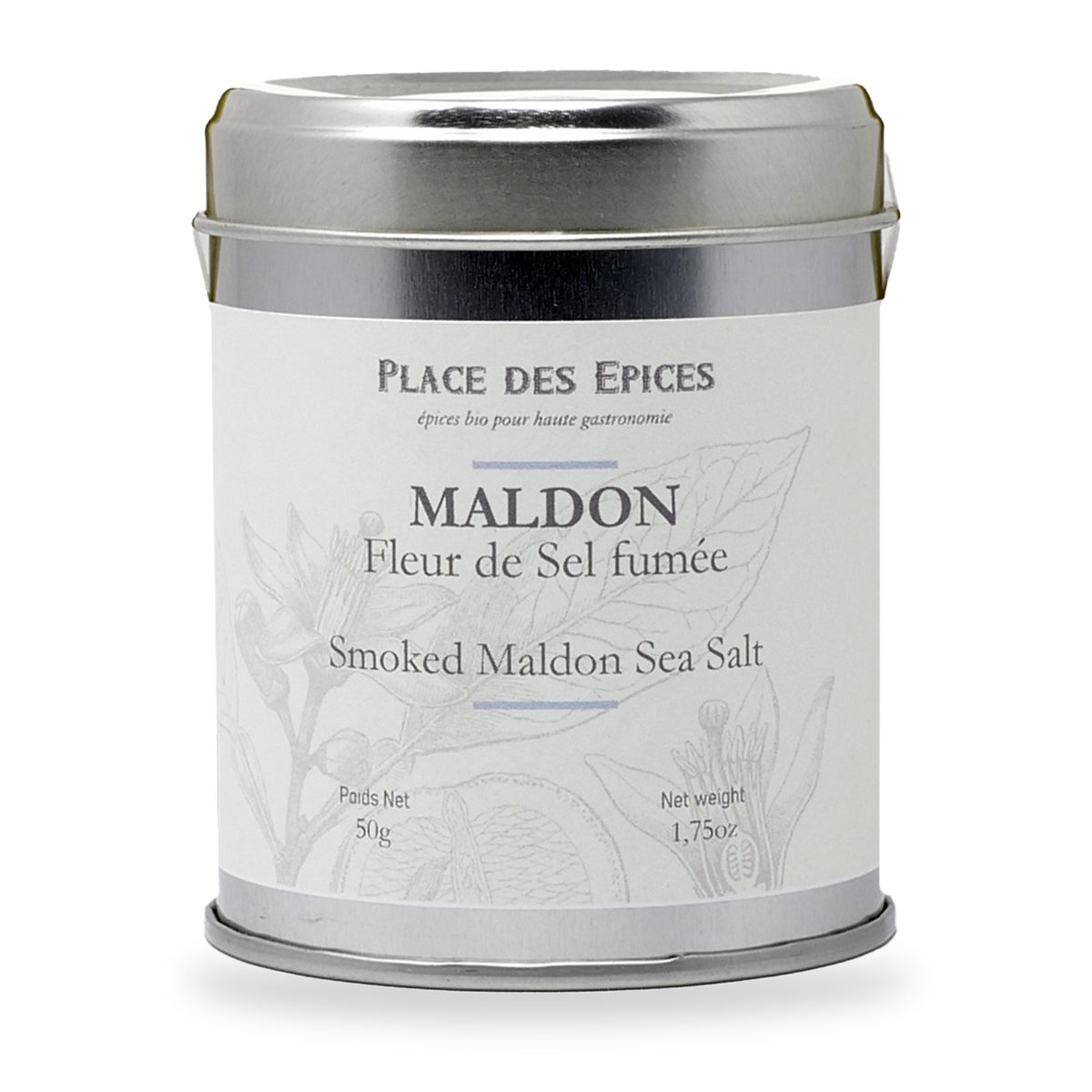 Smoked Maldon Fleur De Sel by Place des Épices, 50 g tin