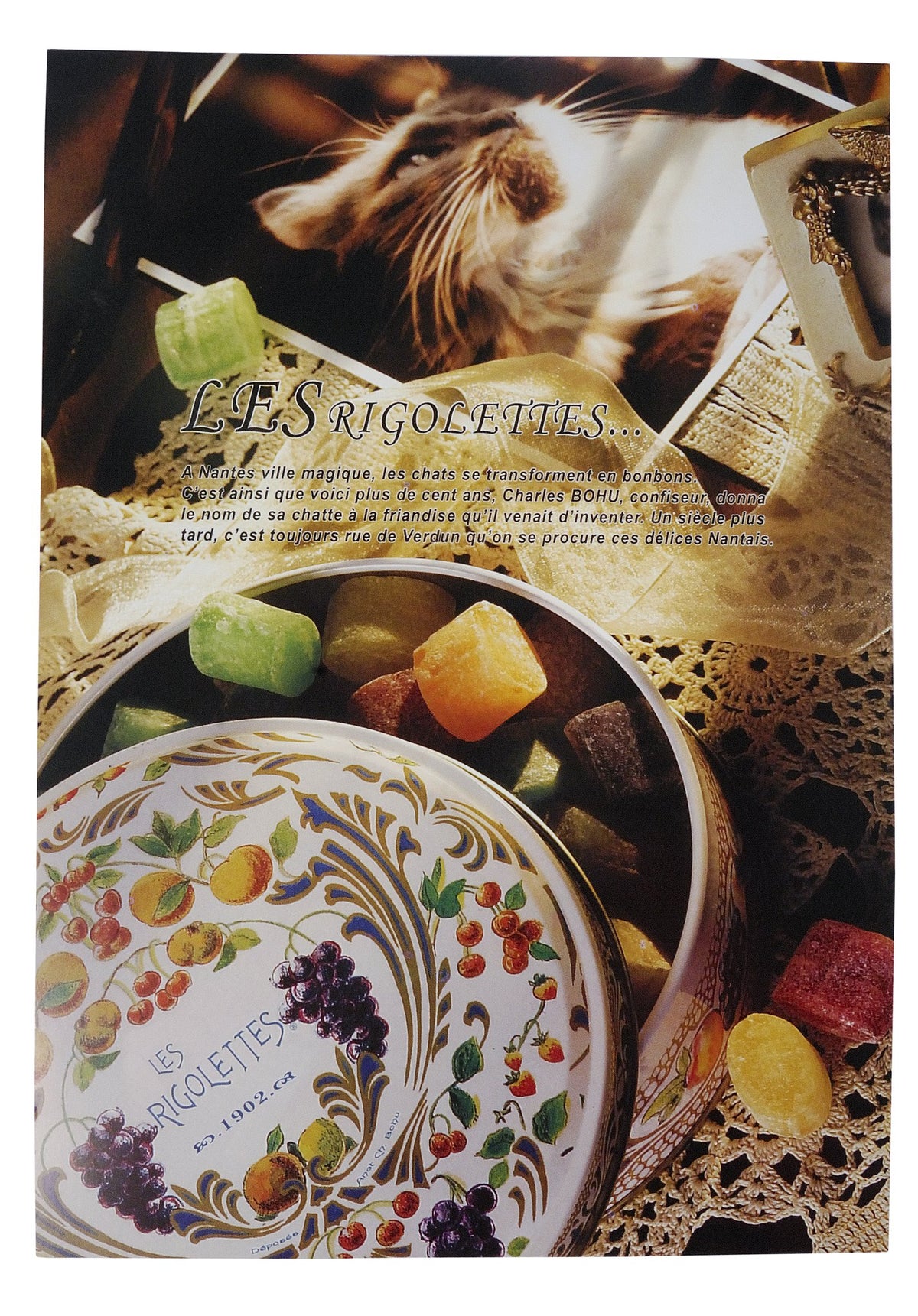 Brochure ancienne des Rigolettes Nantaises avec la boîte décorée