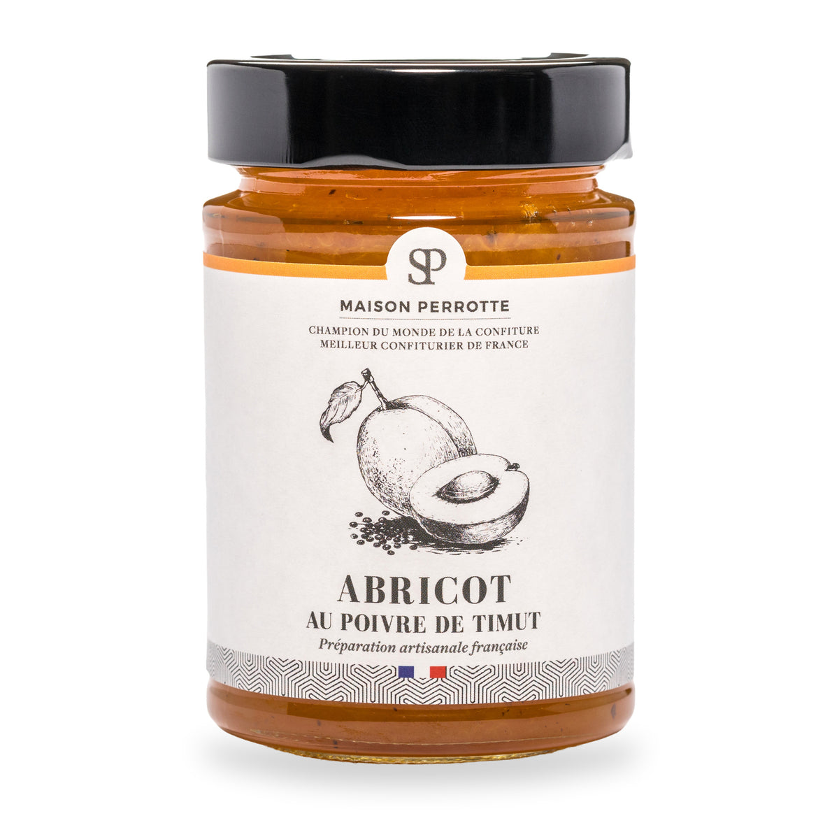 Apricot & Timut Berries Jam by Maison Perrotte, glass jar