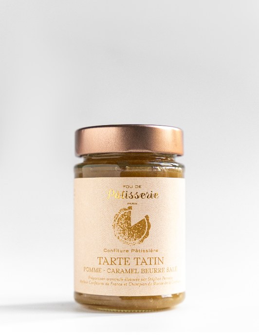 Maison Perrotte Tarte Tatin jam beside a caramelized apple tart