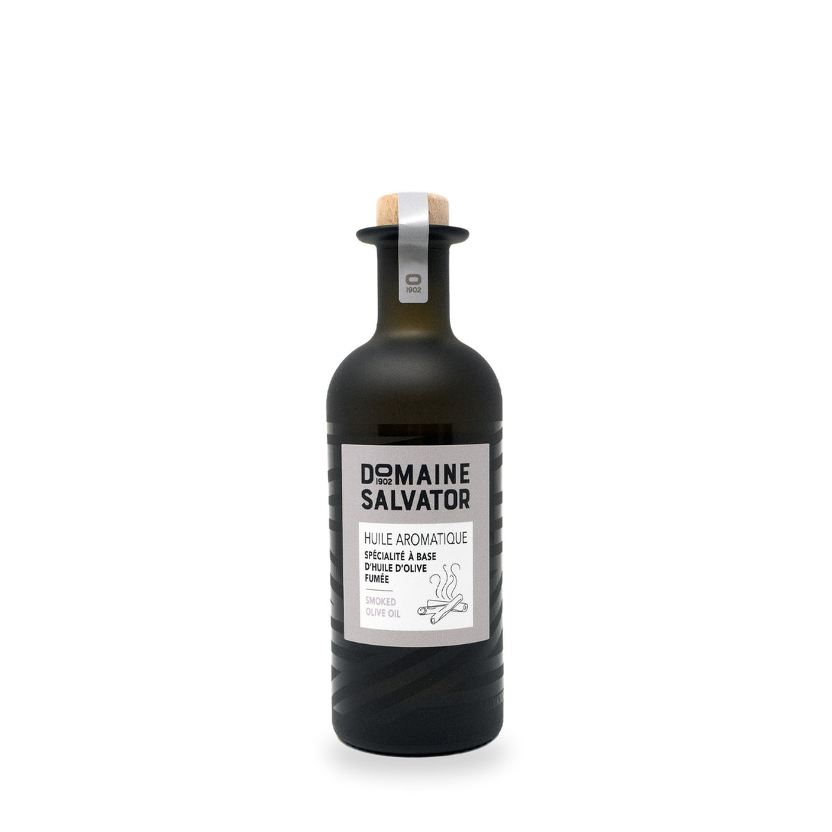 Huile aromatique fumée du Domaine Salvator, bouteille en verre de 250 ml