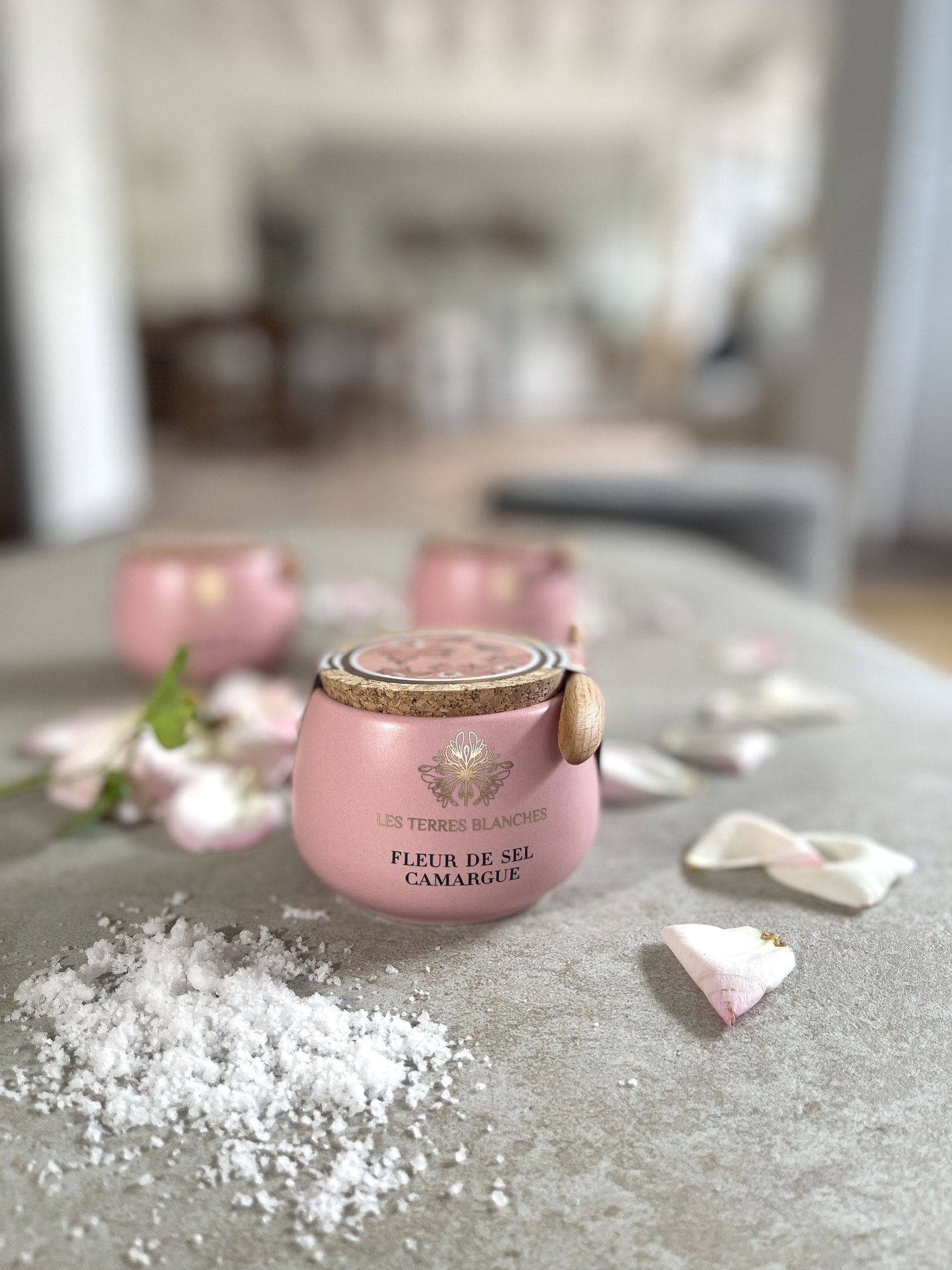 Les Terres Blanches fleur de sel de Camargue in its pink jar